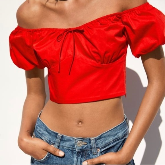 Small Zara milk maid shoulder top - Picture 1 of 8